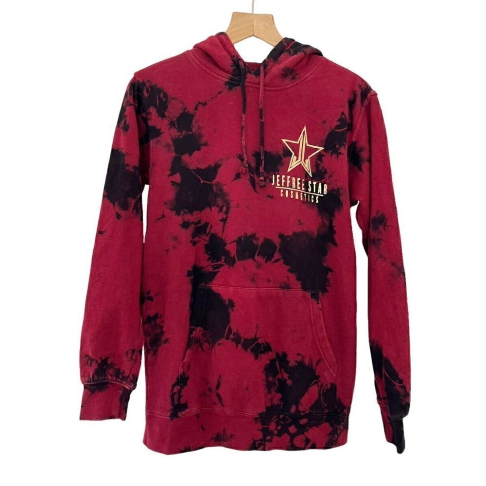 Jeffree Star Cosmetics Fashion Red Black Tie Dye Pullover Hoodie Sz Small